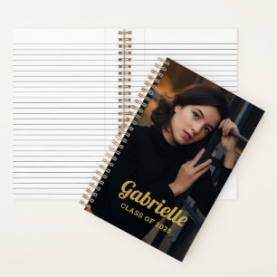 Personalized Class of 2024 Gold Graduation Photo Notebook