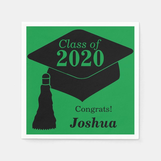 Personalized Class of 2024 Green Black Napkin (Front)