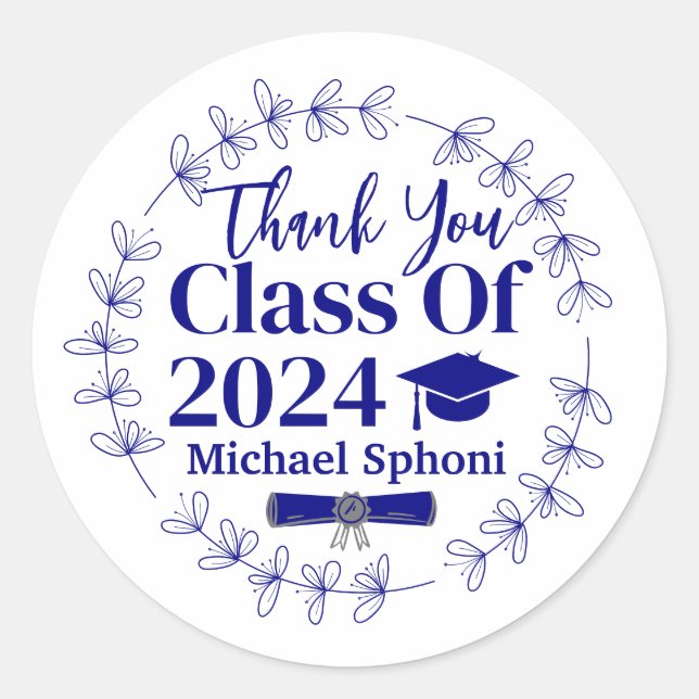 Personalized Class of 2024 Thank you Sticker (Front)