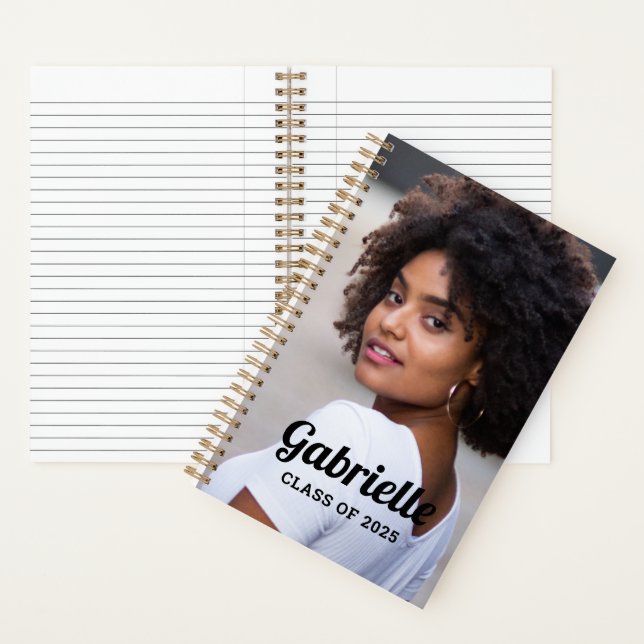 Personalized Class of 2025 Black Graduation Photo Notebook (Inside)
