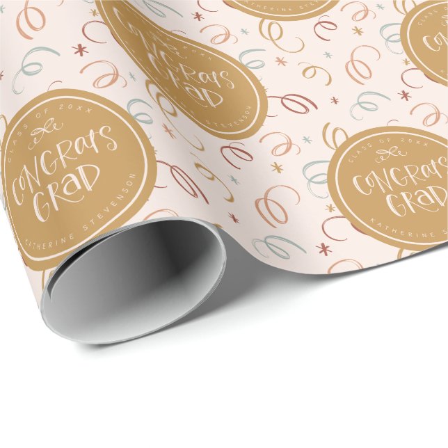 Personalized Class of 2025 Congrats Grad  Wrapping Paper (Roll Corner)