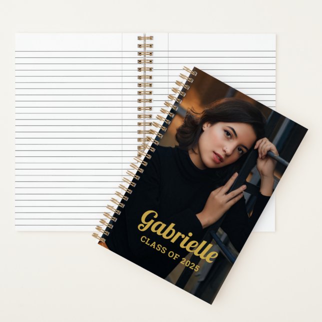 Personalized Class of 2025 Gold Graduation Photo Notebook (Inside)