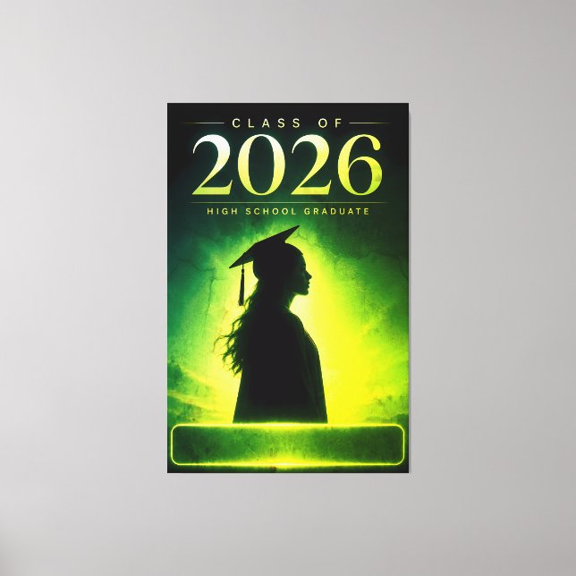Personalized Class of 2026 Graduate Name Art Canvas Print (Front)