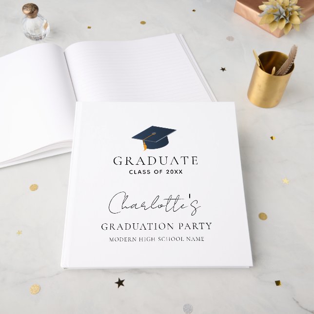 Personalized Class of 2026 Graduation Icon Guest Book (Front Open)