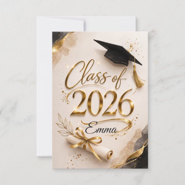 Personalized Class of 2026 Graduation Name Card (Front)