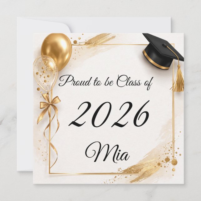 Personalized Class of 2026 Graduation Name Card (Front)