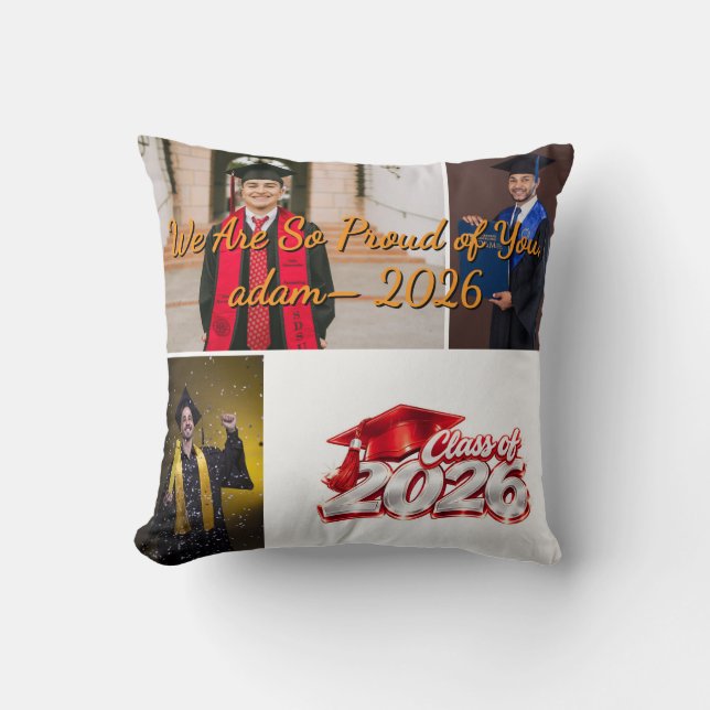 Personalized Class of 2026 Graduation Photo Pillow (Front)