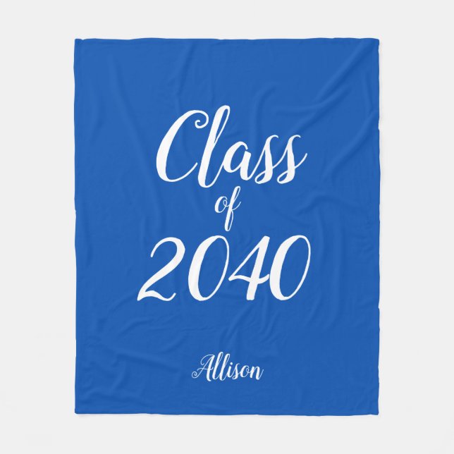 Personalized Class of Graduation Royal Blue  Fleece Blanket (Front)