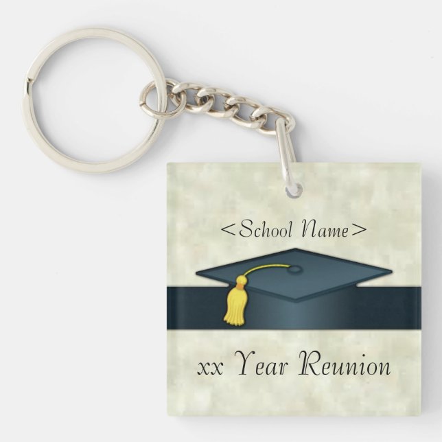 Personalized Class Reunion Cap & Diploma Key Chain (Front)