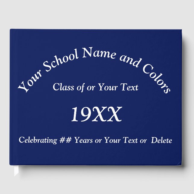 Personalized Class Reunion Guest Book, Your COLORS Guest Book (Front)