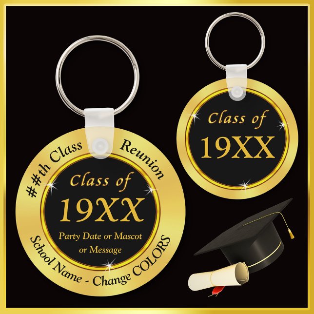 Personalized Class Reunion Keychains, Any YEAR Keychain (Cheap class reunion gifts. Class reunion favors. 50th class reunion ideas. 40th high school reunion.)