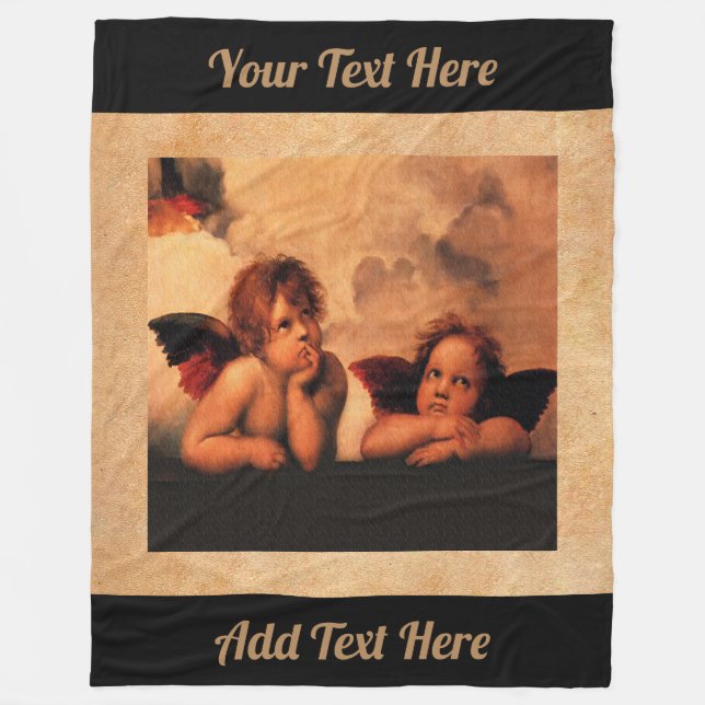 Personalized Classic Angelic Cherubs Art Fleece Blanket (Front)