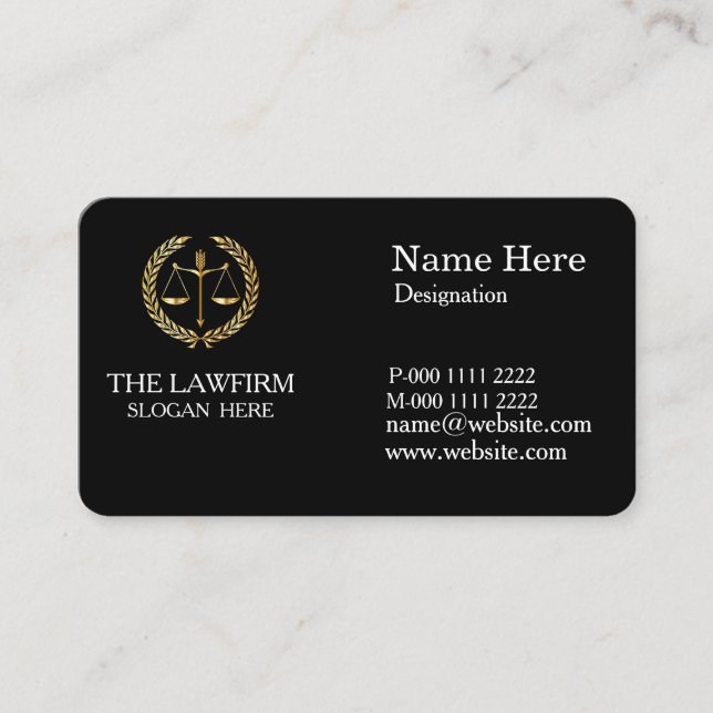 Personalized Classic Attorney Gold Justice Scale  Business Card (Front)