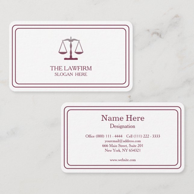 Personalized Classic Attorney Justice Scale  Business Card (Front/Back)