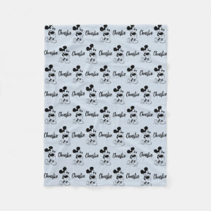 Personalized Classic B&W Mickey Mouse Pattern  Fleece Blanket