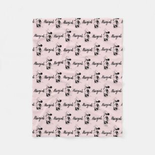 Personalized Classic B&W Minnie Mouse Pattern Fleece Blanket