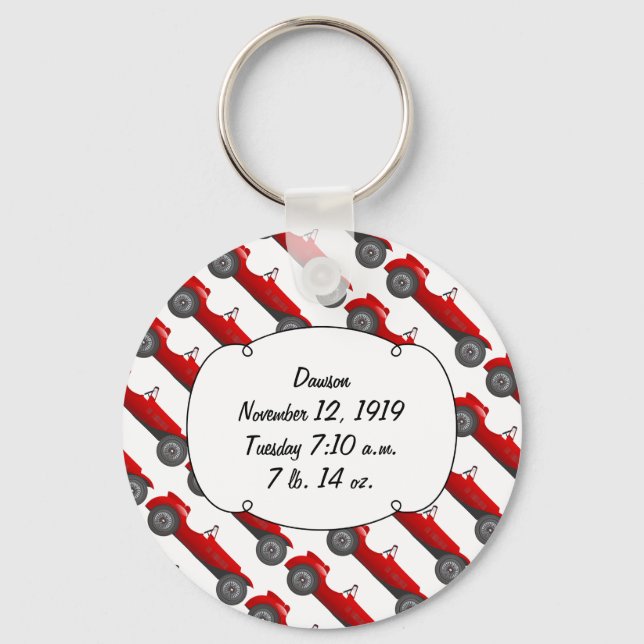 Personalized Classic Baby Boy Stat Gifts Keychain (Front)