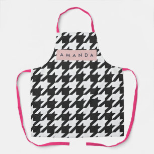 Personalized Classic Black and White Houndstooth  Apron