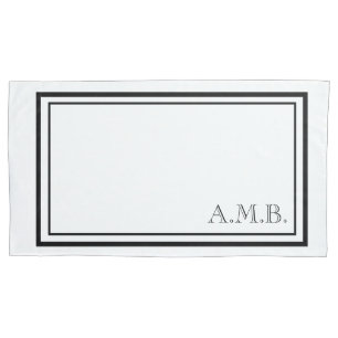 Personalized Classic Black Monogram King Size Pillowcase