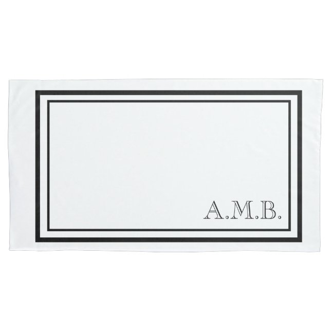 Personalized Classic Black Monogram King Size Pillowcase (Front)