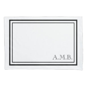 Personalized Classic Black Monogram Standard Pillowcase