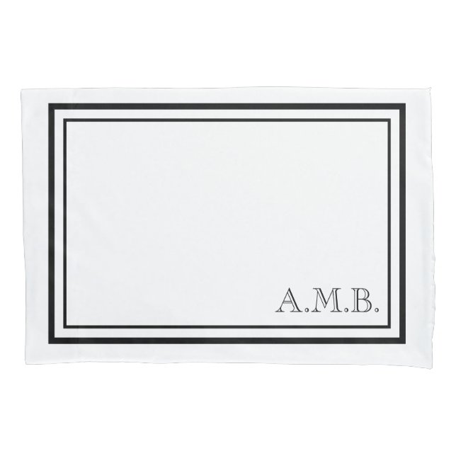 Personalized Classic Black Monogram Standard Pillowcase (Front)