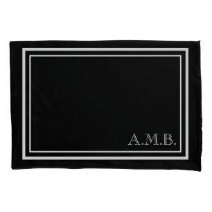 Personalized Classic Black & White Monogram Pillowcase