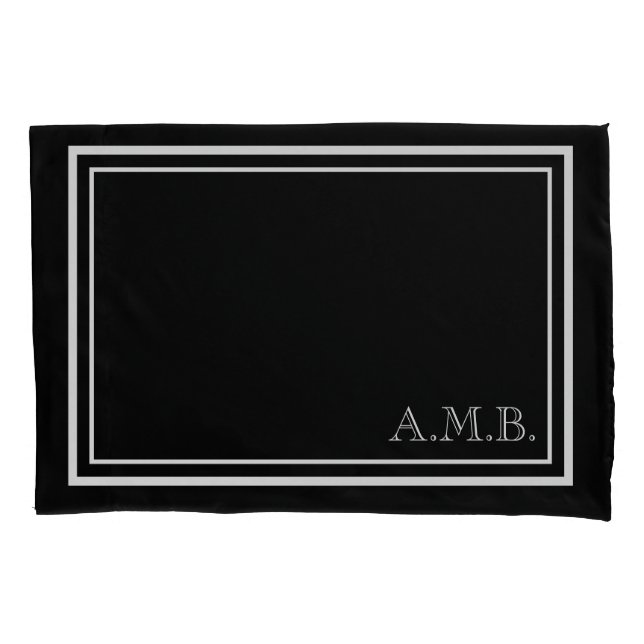 Personalized Classic Black & White Monogram Pillowcase (Front)