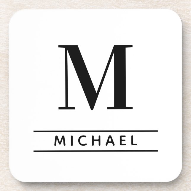 Personalized Classic Blk Monogram Initial Starfish Coaster (Front)