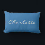 Personalized Classic Blue Script Name Minimalist Lumbar Pillow<br><div class="desc">A stylish and timeless lumbar pillow featuring a personalized name in an elegant script font on a classic blue background. The simple yet sophisticated design makes it a great accent for bedrooms,  living rooms,  nurseries,  or dorm decor. A thoughtful custom gift idea for birthdays,  housewarmings,  or any special occasion.</div>