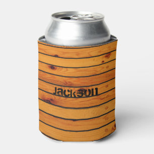 Personalized classic brown wooden shipdeck can cooler