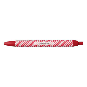 Personalized Classic Candy Cane Stripe Black Ink Pen