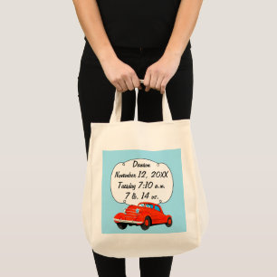 Personalized Classic Car Baby Boy Stats Tote Bag