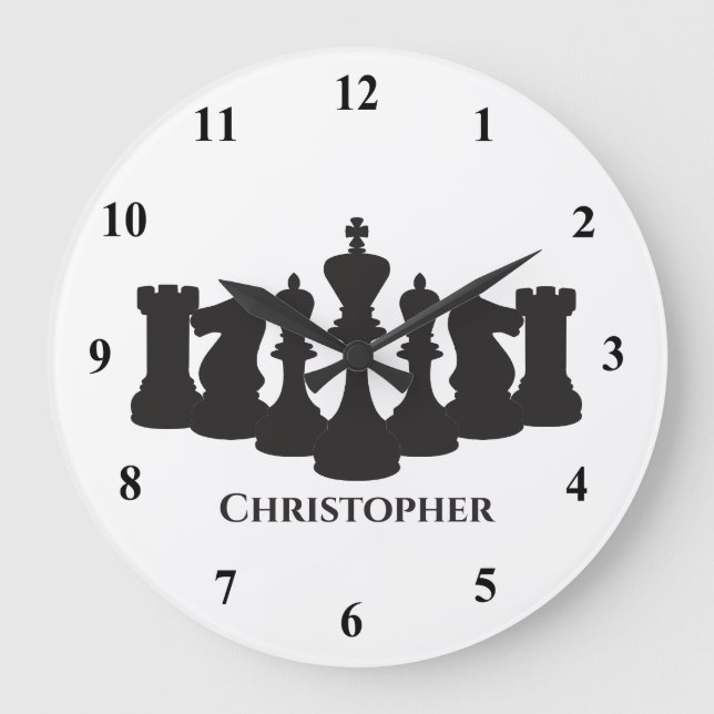 Personalized Classic Chess Pieces King Large Clock (Front)