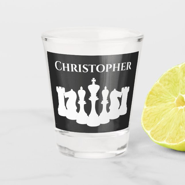 Personalized Classic Chess Pieces King Shot Glass (Front)