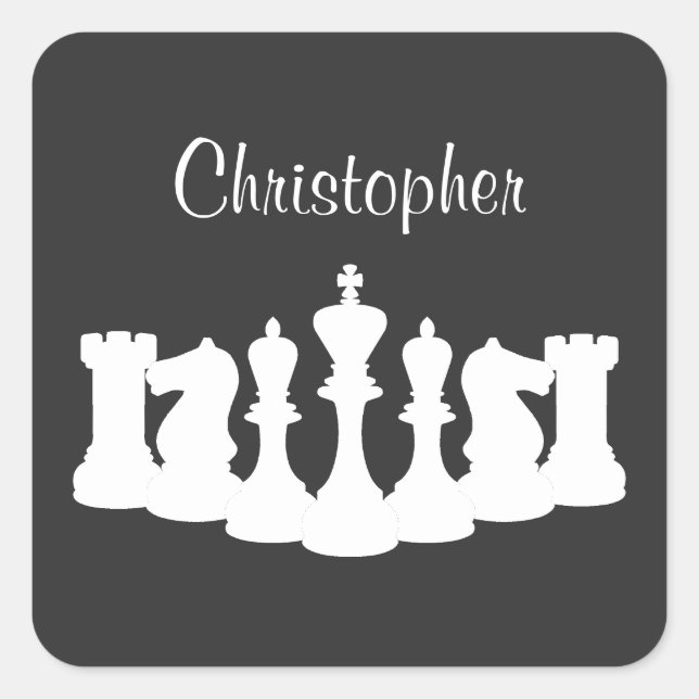 Personalized Classic Chess Pieces King Square Sticker (Front)