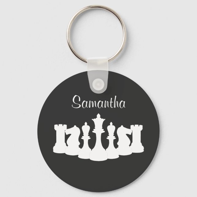 Personalized Classic Chess Pieces Queen Keychain (Front)