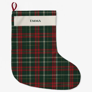Personalized Classic Christmas Tartan Plaid Stocki Large Christmas Stocking
