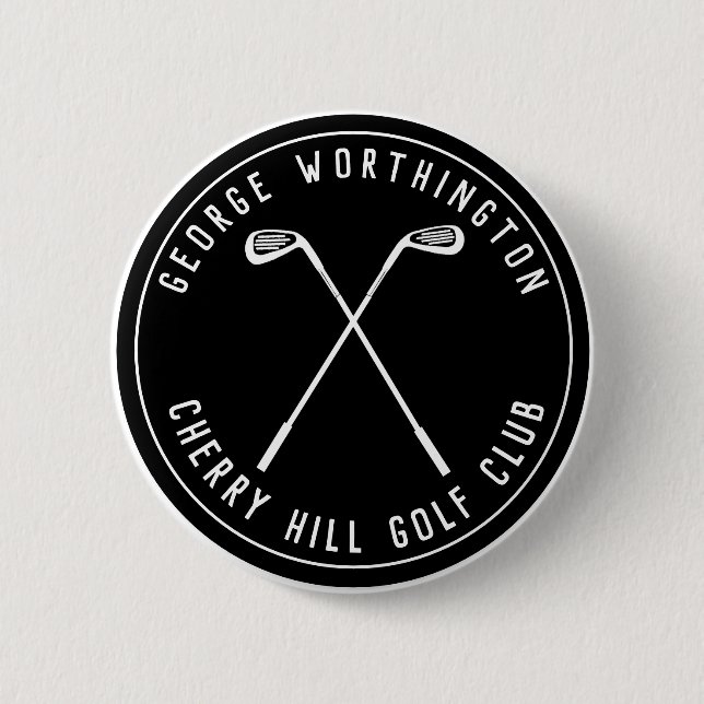 Personalized classic custom golf club black 2 inch round button (Front)