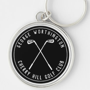 Personalized classic custom golf club black keychain