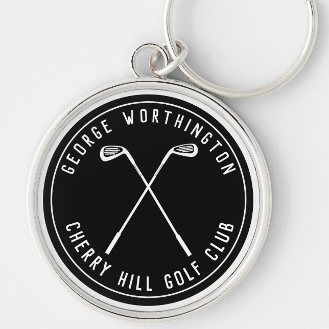 Personalized classic custom golf club black keychain (Front)