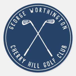 Personalized classic custom golf club navy round sticker