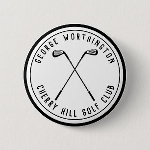 Personalized classic custom golf club white black 2 inch round button