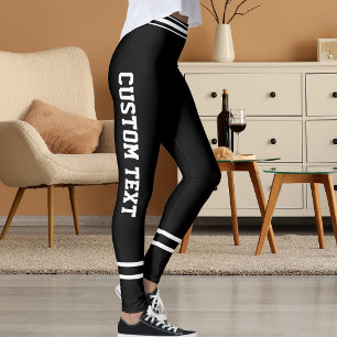 Personalized Classic Cute Black And White Striped Leggings