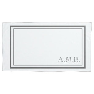 Personalized Classic Dark Grey Monogram King Size Pillowcase