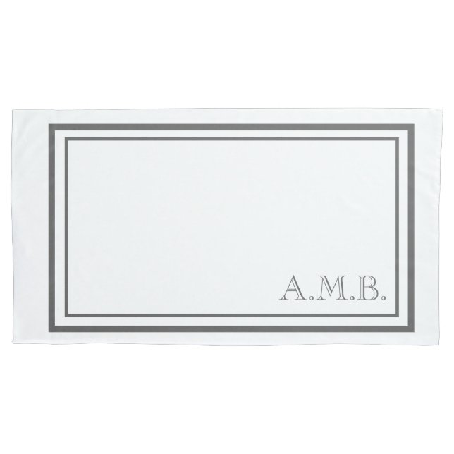 Personalized Classic Dark Grey Monogram King Size Pillowcase (Front)