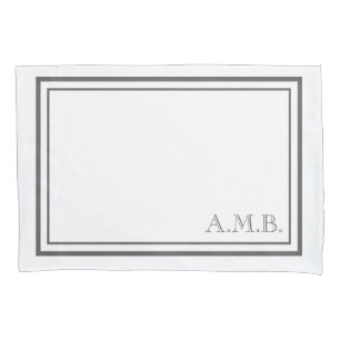 Personalized Classic Dark Grey Monogram Standard Pillowcase