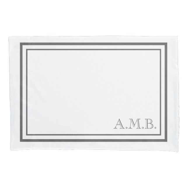 Personalized Classic Dark Grey Monogram Standard Pillowcase (Front)