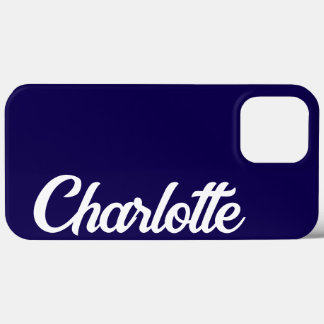 Personalized Classic Elegant Monogram Dark Blue iPhone 13 Pro Max Case