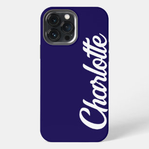 Personalized Classic Elegant Monogram Dark Blue iPhone 13 Pro Max Case